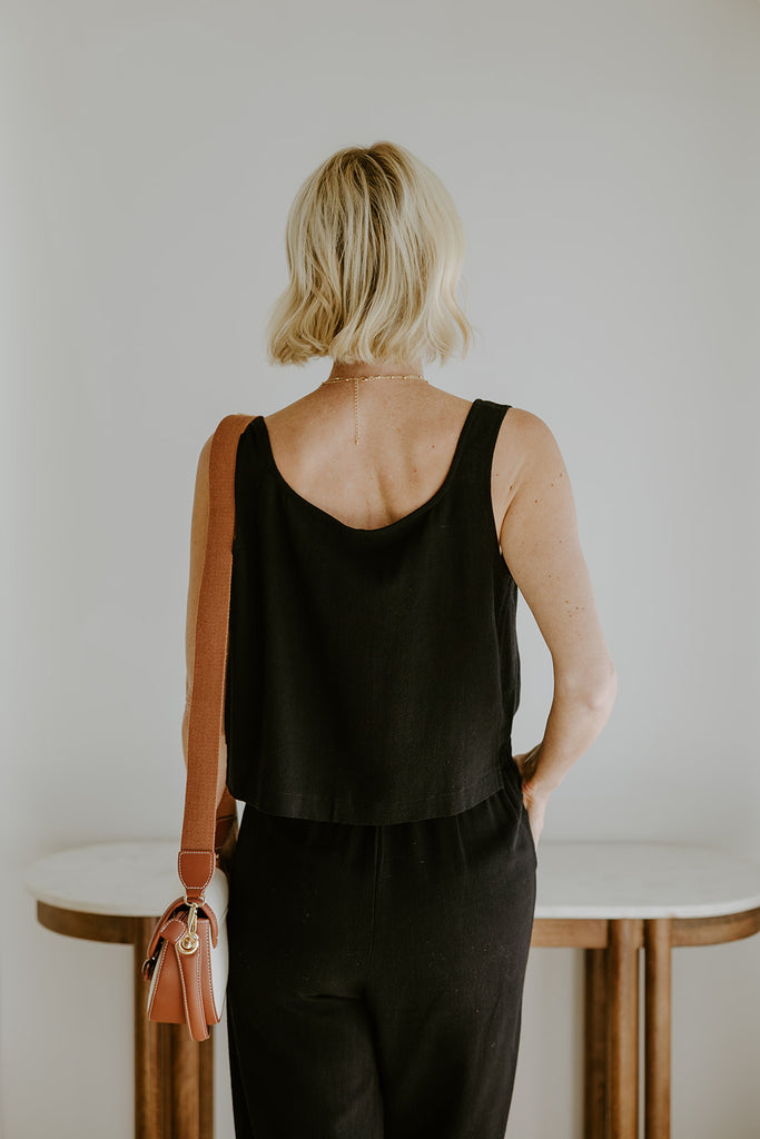 Linen Tank and Pant Set - Black