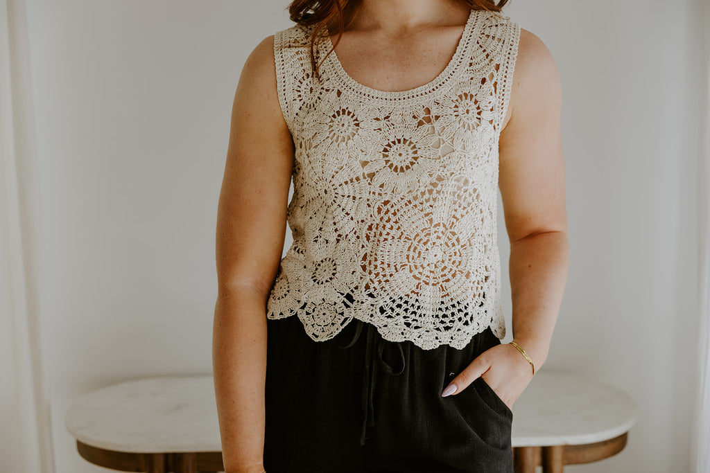 Crochet Vest - Cream