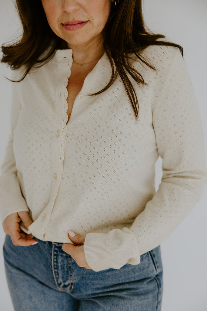 Pointelle Cardigan - Birch