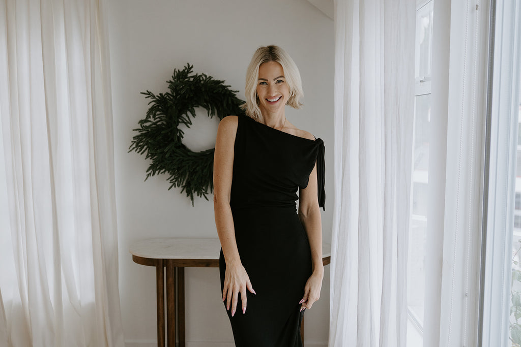 Black Maxi Dress with Shoulder Detail