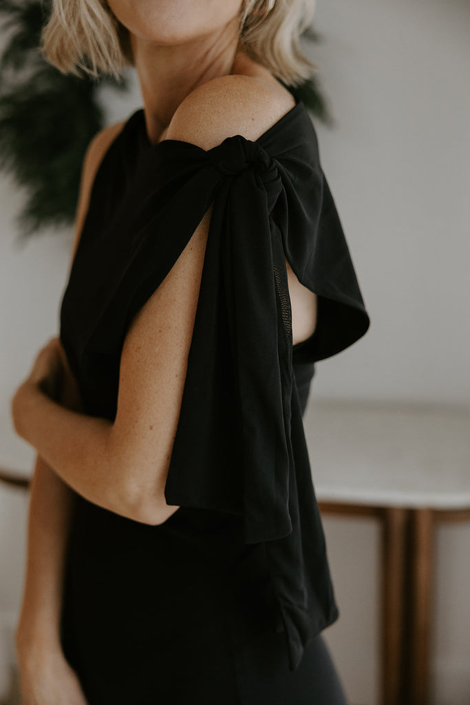 Black Maxi Dress with Shoulder Detail
