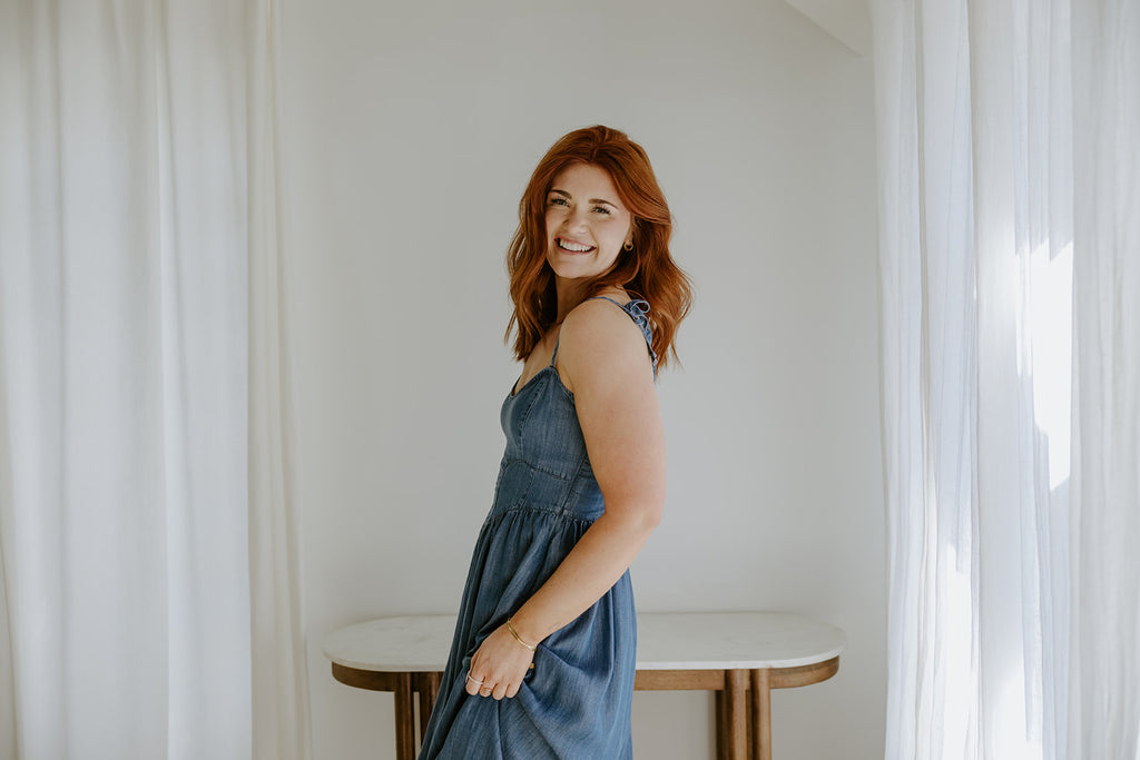 Corset Style Midi Dress - Medium Denim