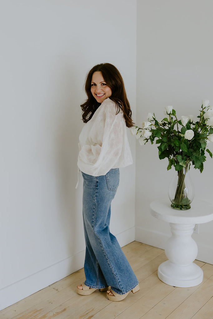 Embroidered Elastic Waist Blouse