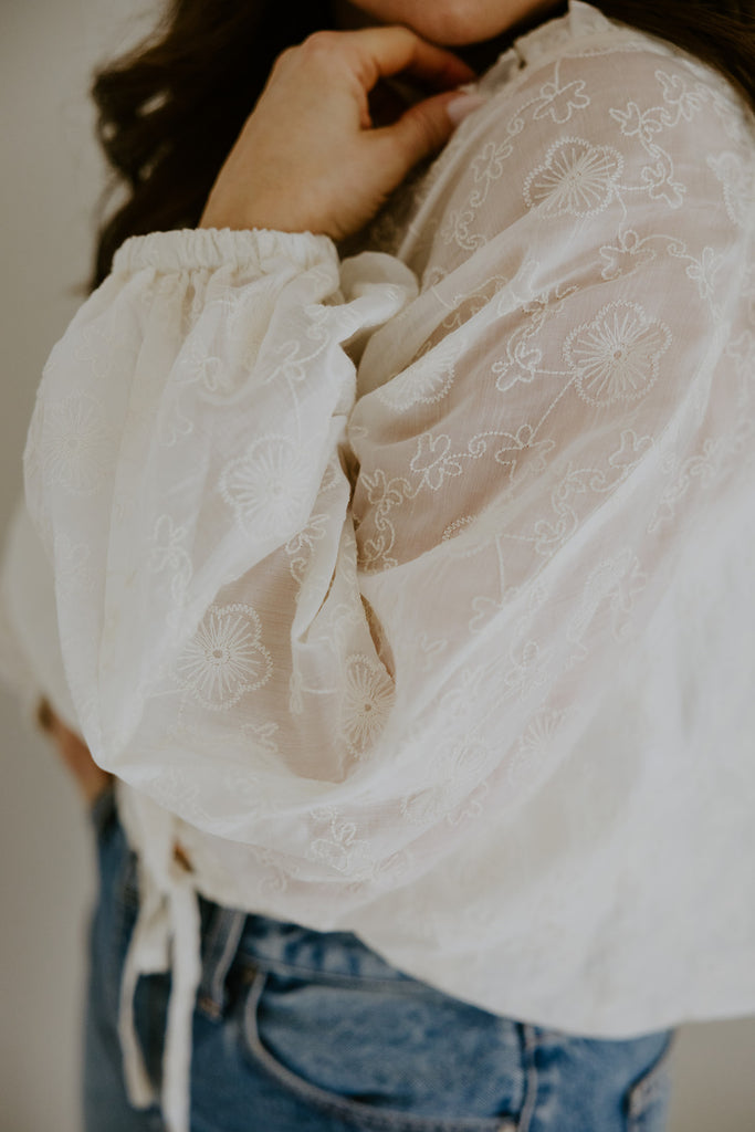 Embroidered Elastic Waist Blouse