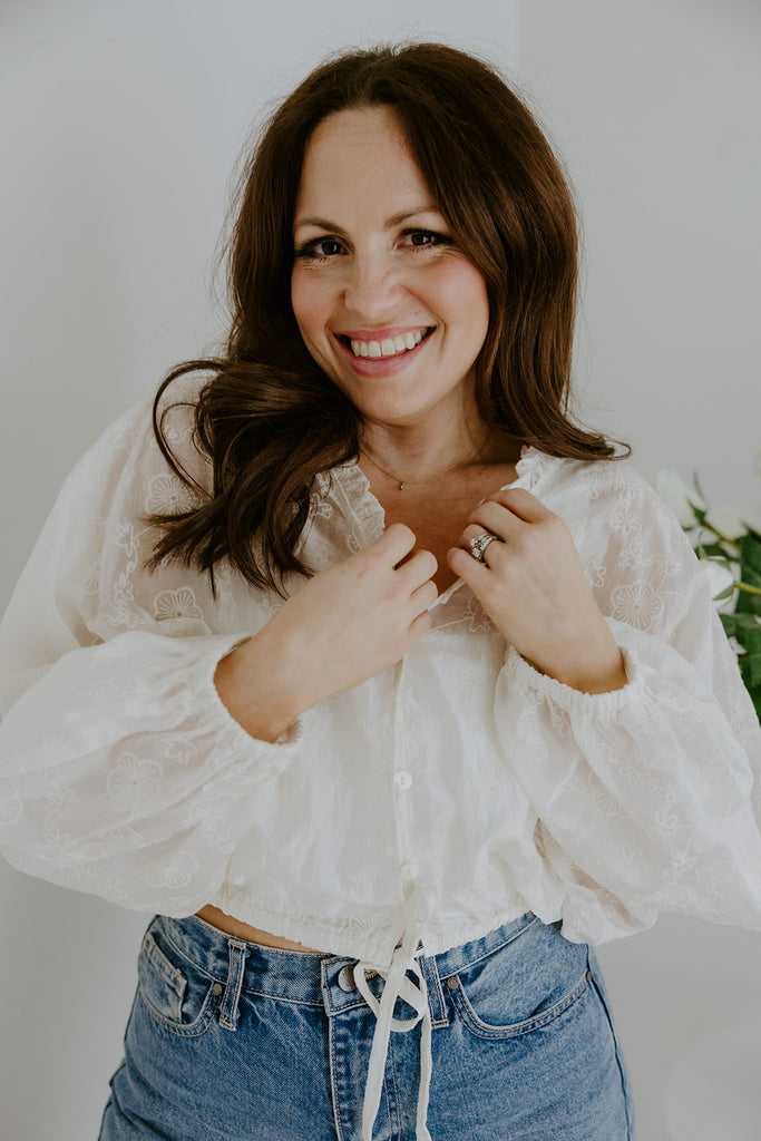 Embroidered Elastic Waist Blouse