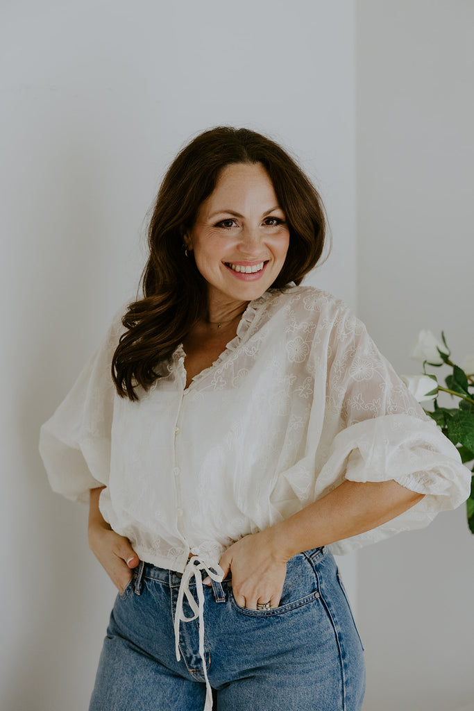 Embroidered Elastic Waist Blouse