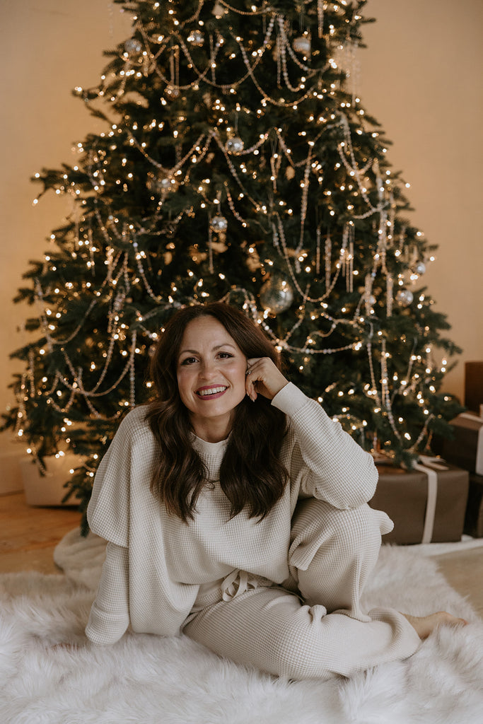 Waffle Textured Sweater & Pant Set - Oat