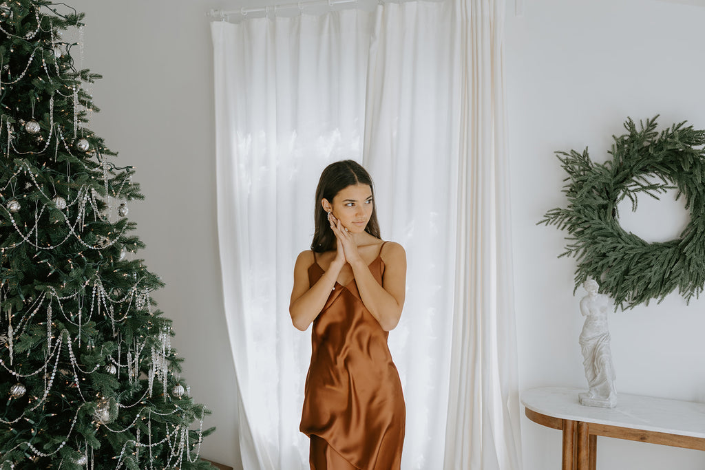Slinky Slip Dress - Brown
