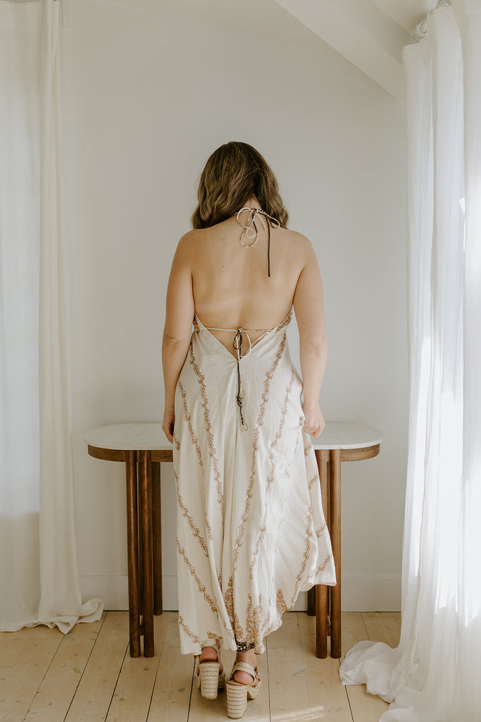 Halter Backless Printed Midi - Oat