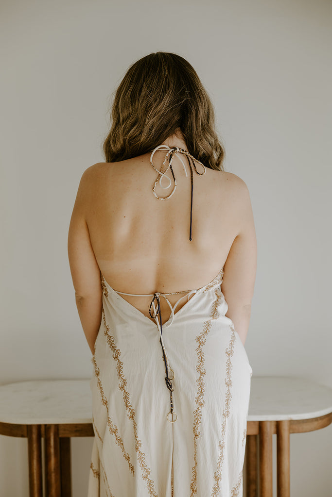 Halter Backless Printed Midi - Oat