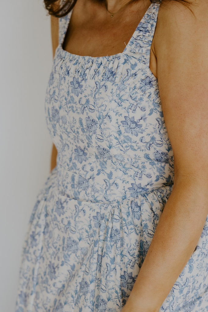 Blue Floral Midi Dress