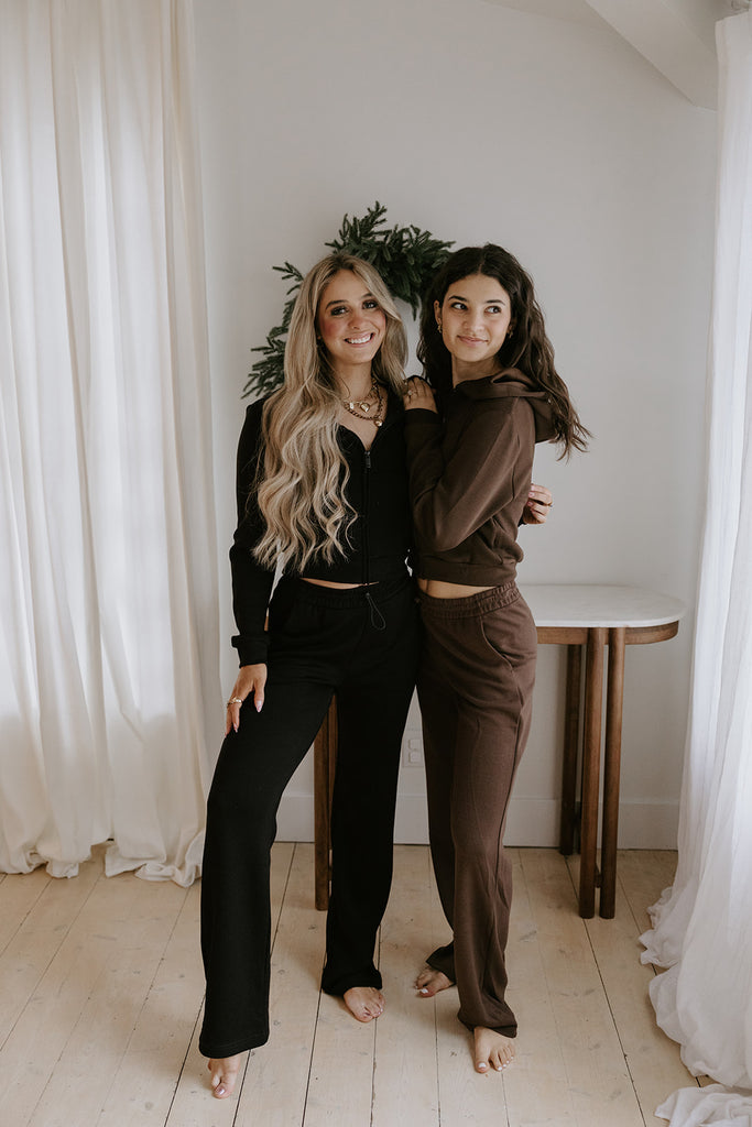 Lightweight Zip Up Hoodie & Pant Set - Black