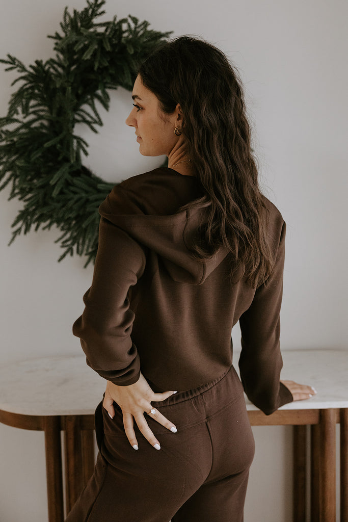Lightweight Zip Up Hoodie & Pant Set - Brown