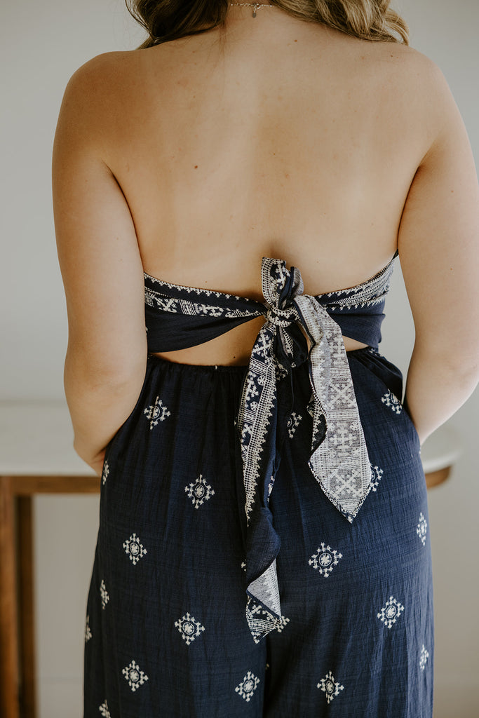Tube Tie Navy Jumpsuit