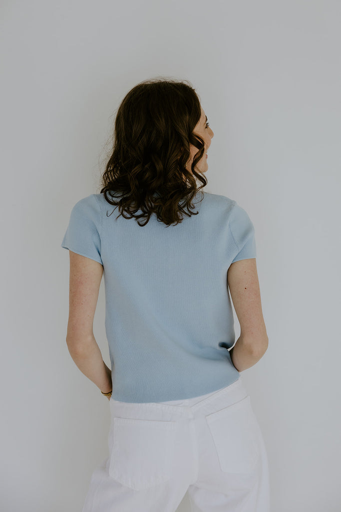 Short Sleeve Classic Cardi - Blue