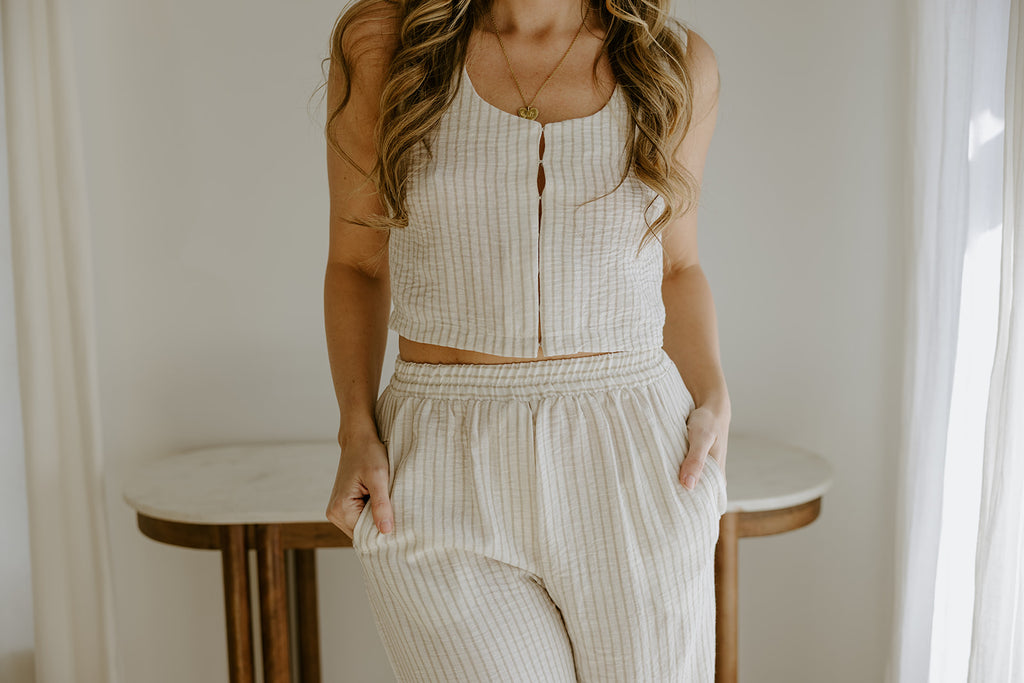 Striped 2 Piece Set - Sand