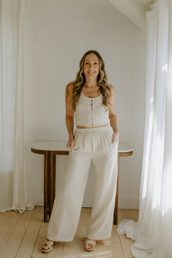 Striped 2 Piece Set - Sand