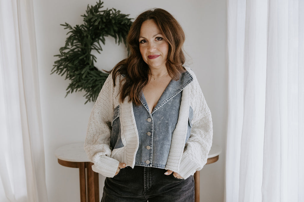 Cable Knit Denim Sweater/Jacket