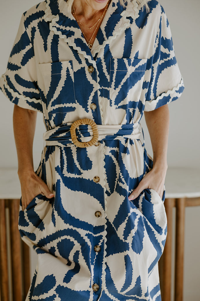 Set Sail Scalloped Dress - Blue