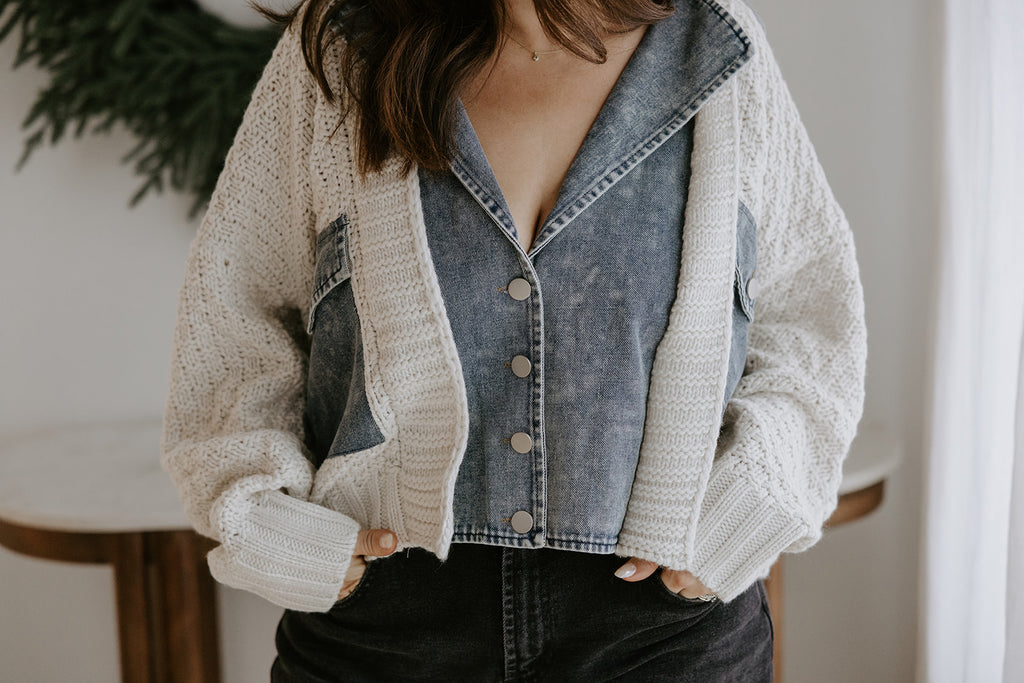 Cable Knit Denim Sweater/Jacket