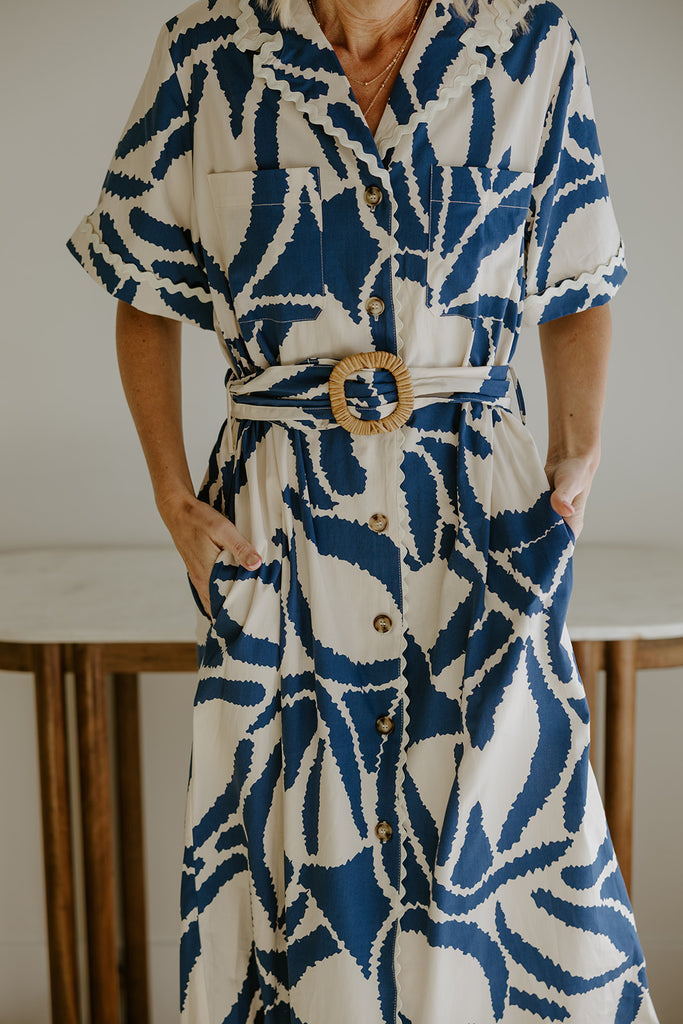 Set Sail Scalloped Dress - Blue