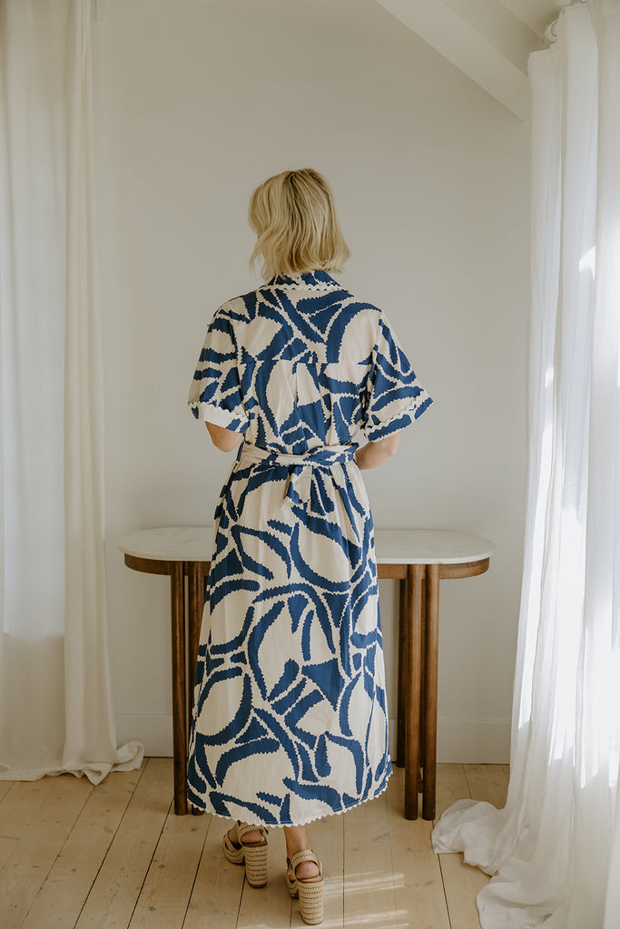 Set Sail Scalloped Dress - Blue
