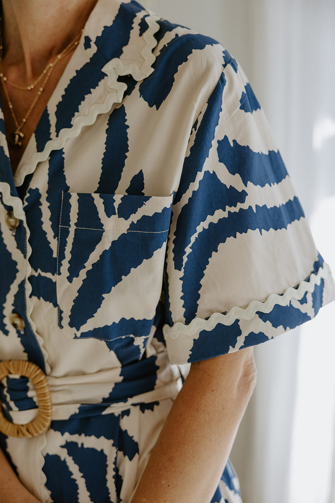 Set Sail Scalloped Dress - Blue