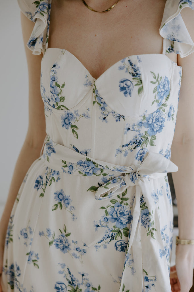 Parisian Bloom - Corset Midi - Blue