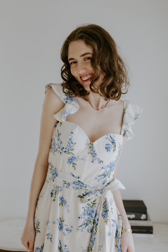 Parisian Bloom - Corset Midi - Blue
