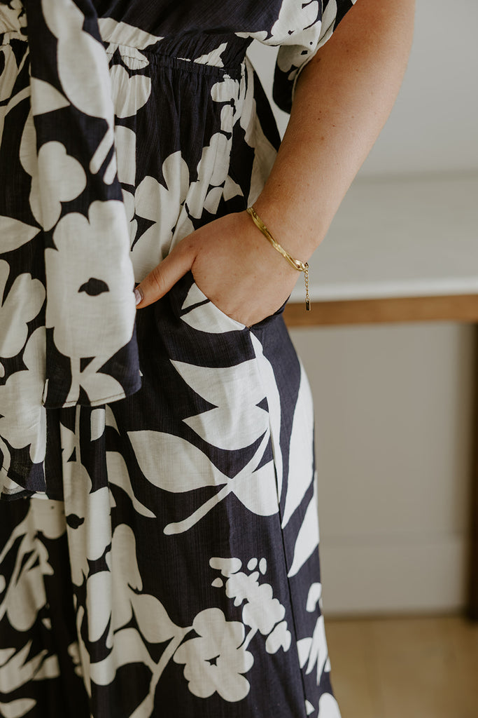 Kimono Printed Jumpsuit - Navy