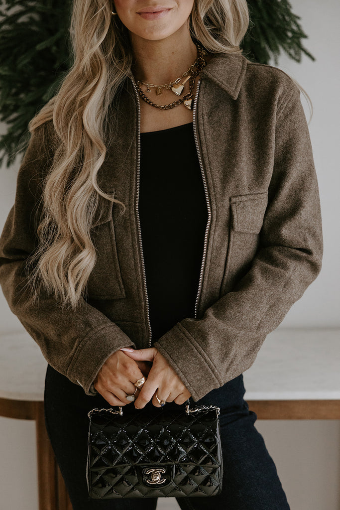 Double Pocket Felt Jacket - Brown