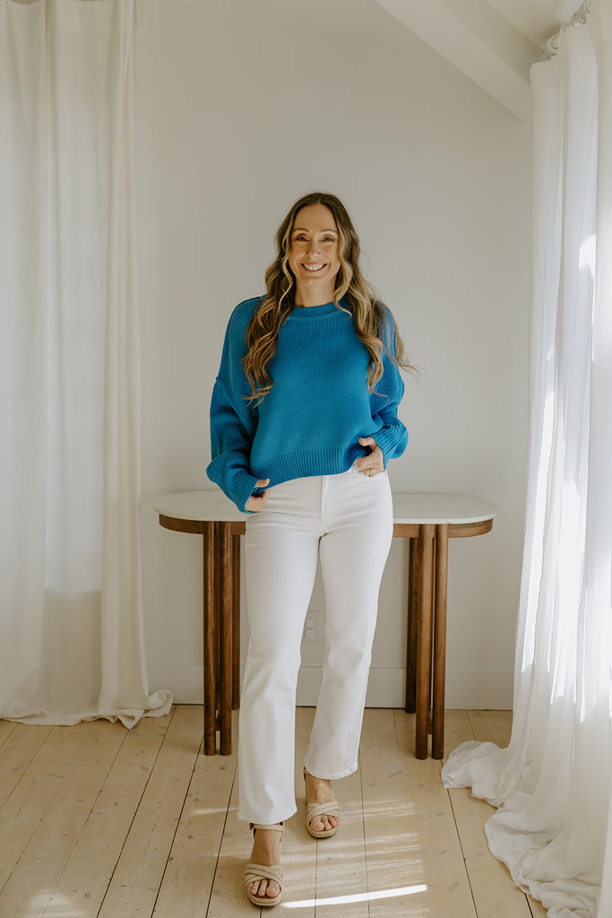 Exposed Seam Sweater - Ocean Blue