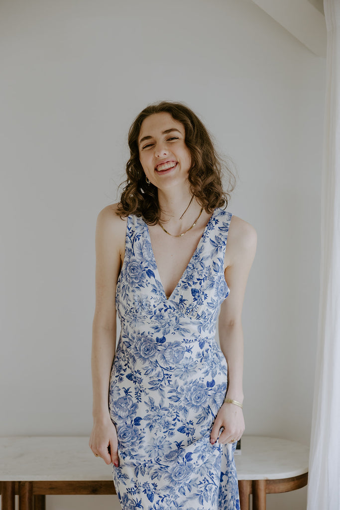 V-Neck Parisian Print Dress