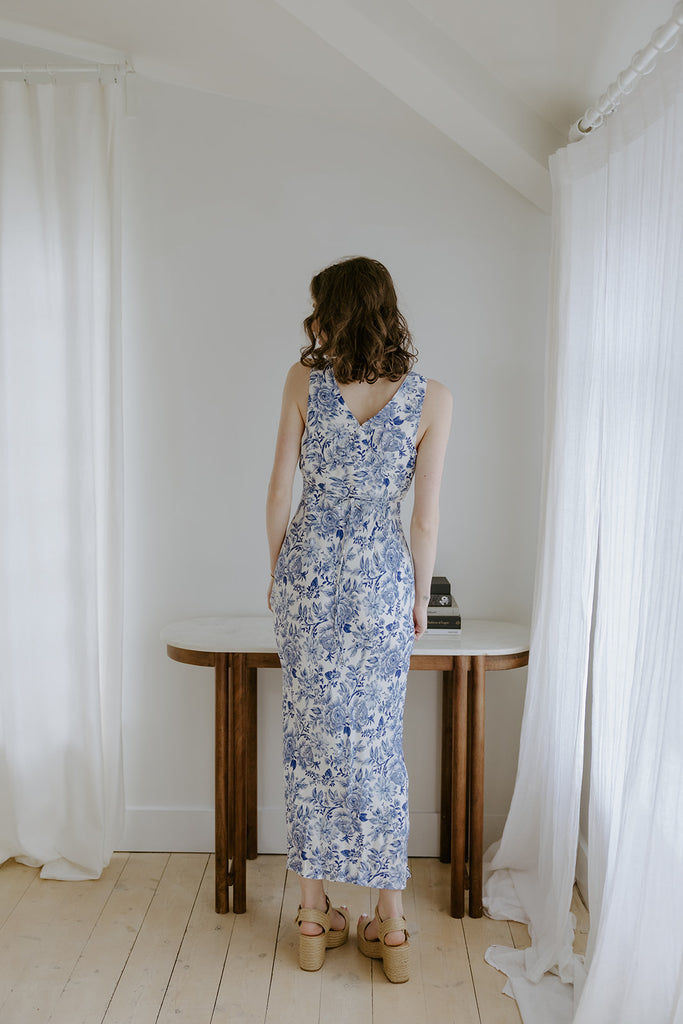 V-Neck Parisian Print Dress