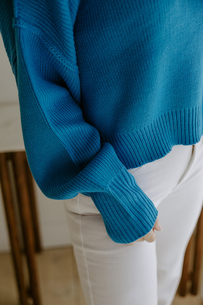 Exposed Seam Sweater - Ocean Blue