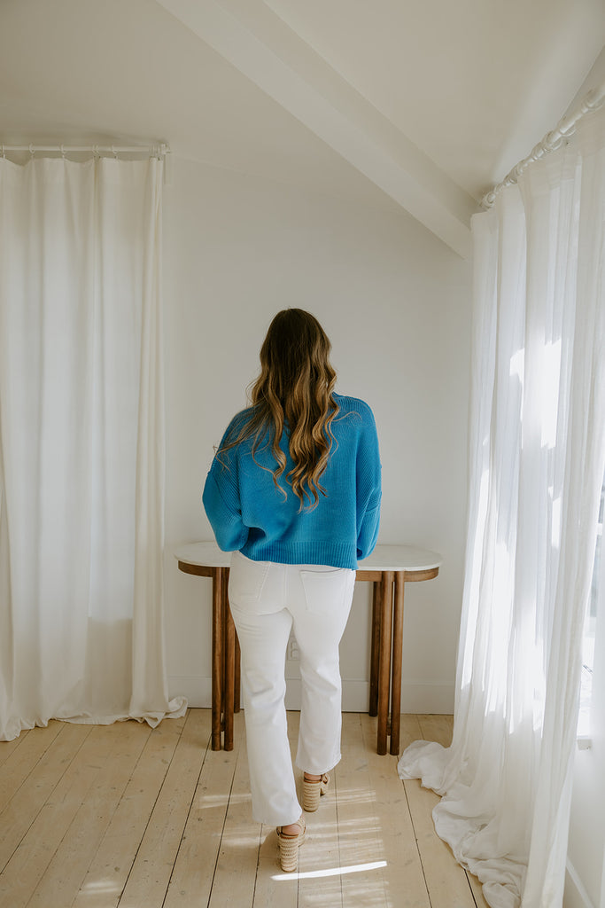 Exposed Seam Sweater - Ocean Blue