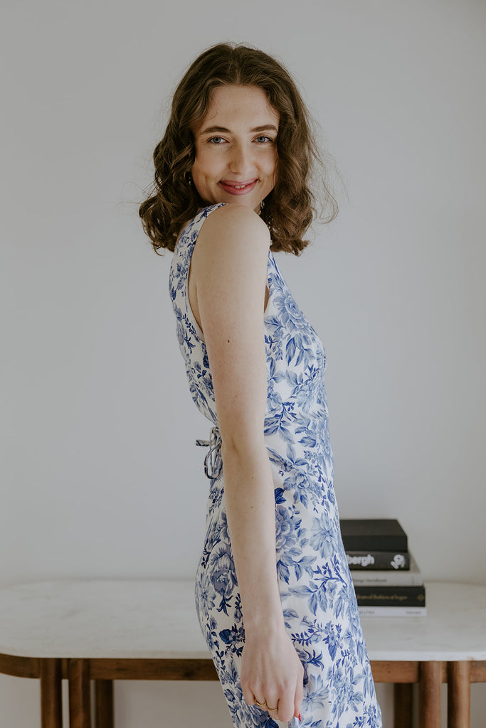 V-Neck Parisian Print Dress
