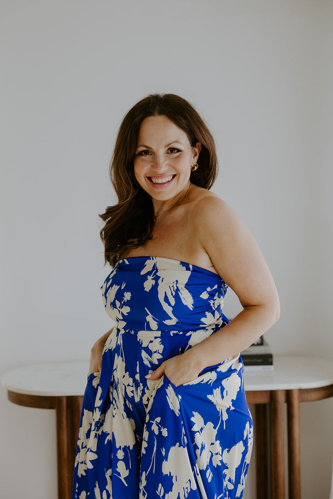 Tube Tie Back Jumpsuit - Blue