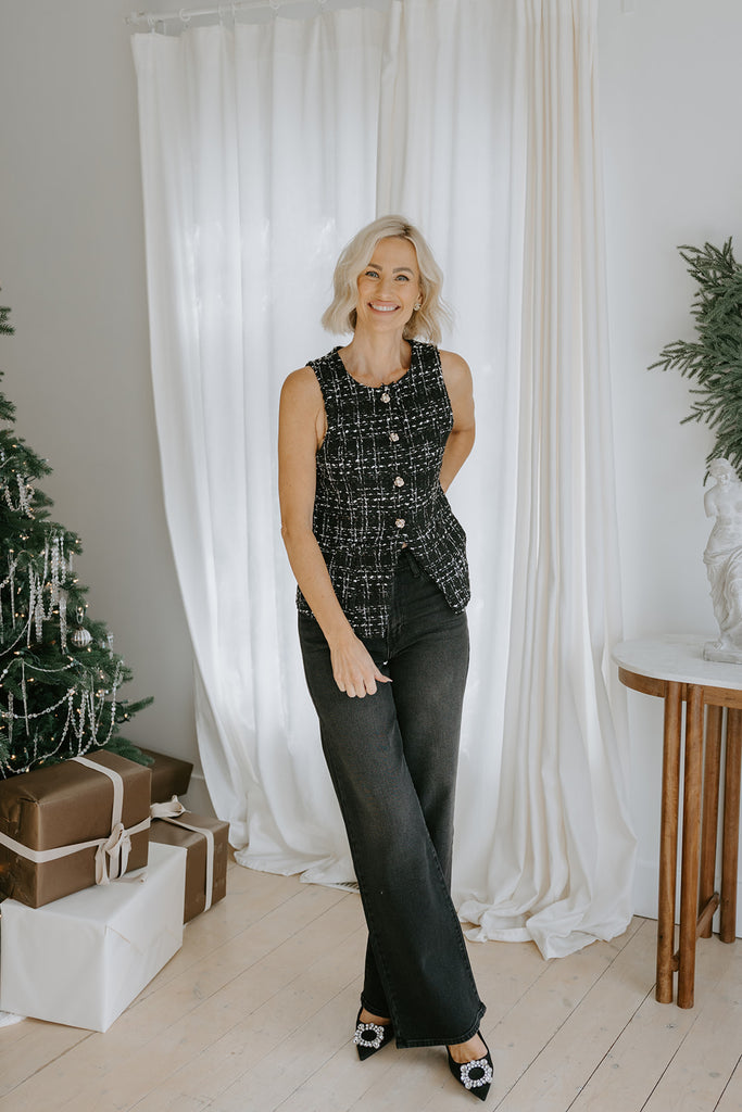 Tweed Vest - Black