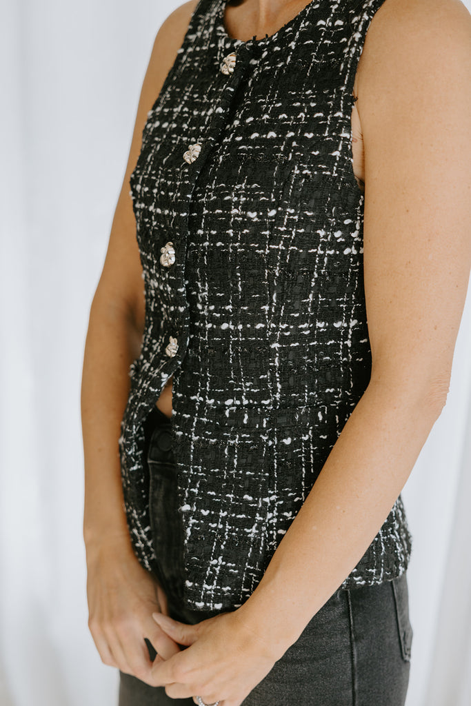 Tweed Vest - Black