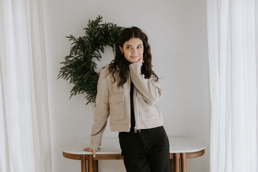 Double Pocket Felted Jacket - Oat