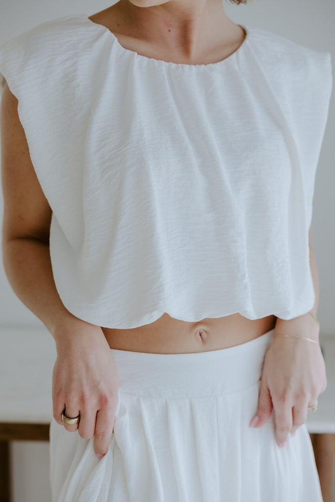 Bubble Top & Skirt Set - White