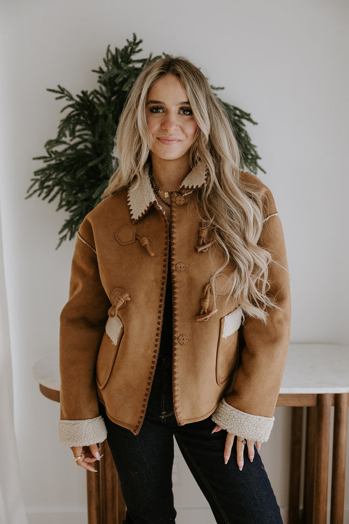 Faux Suede And Shearling Toggle Coat
