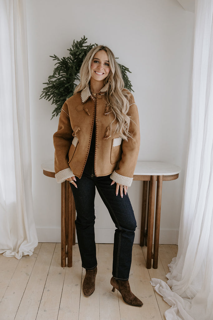 Faux Suede And Shearling Toggle Coat