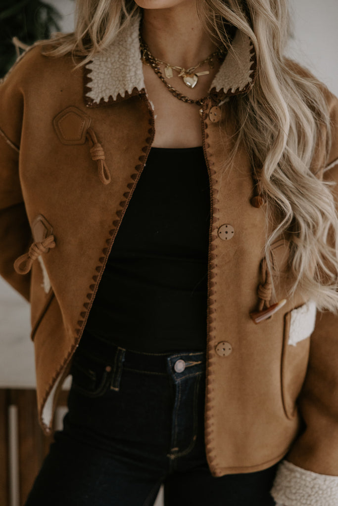 Faux Suede And Shearling Toggle Coat