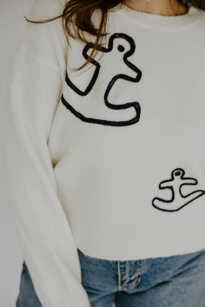 White Anchor Sweater