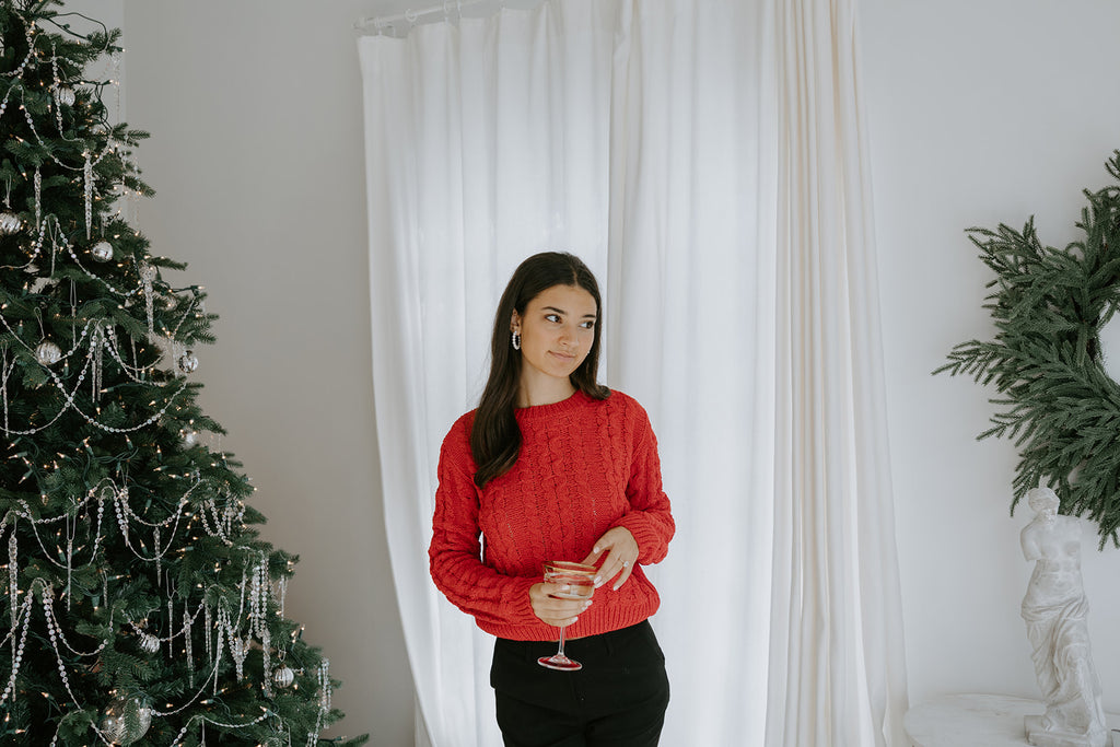 Cable Knit Super Soft Sweater - Red