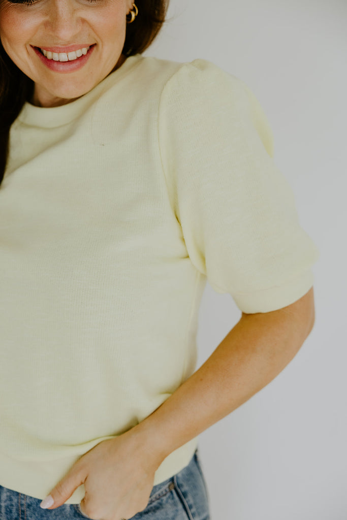 Sweater with Puff Sleeve - Yellow