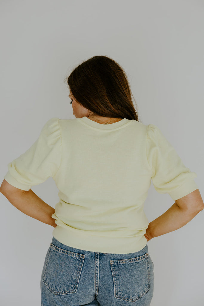 Sweater with Puff Sleeve - Yellow