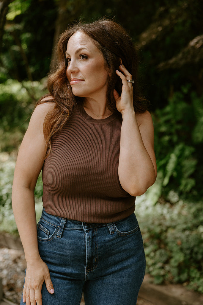Ribbed Tank Top - Chocolate